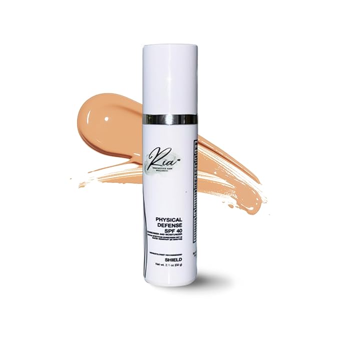 Ria Physical Defense SPF 40 Sunscreen & Moisturizer – Broad Spectrum Face Lotion with Vitamin E – Lightweight, Non-Greasy Daily Skin Protection, 2.1 fl oz