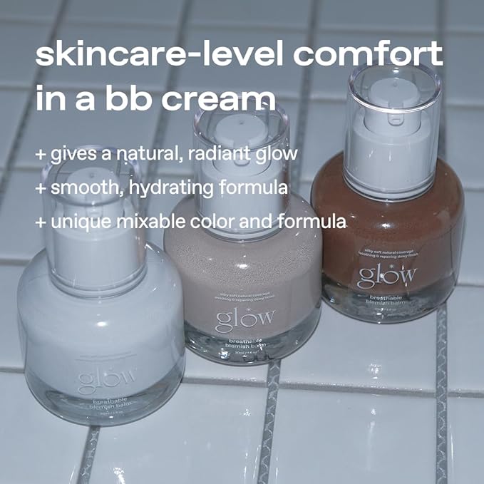 glow mini breathable blemish balm #white | light-coverage bb cream & tinted moisturizer | skincare-like finish with green tea leaf water infusion | healthy radiant non-comedogenic | 0.2 fl oz