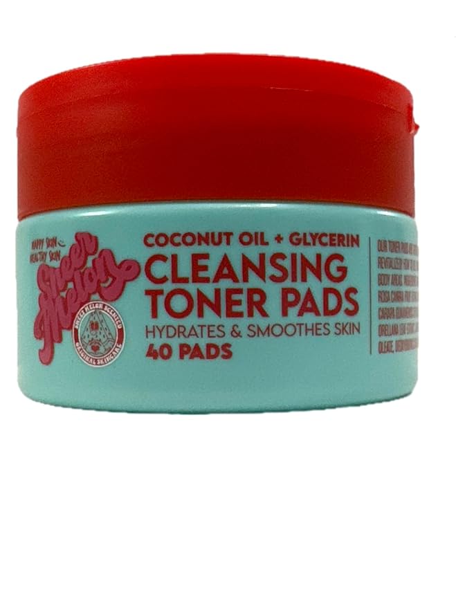 Coconut Oil and Glycerin Cleansing Toner Pads, Hydrating and Smoothing Facial Care, 40 Pre-Soaked Pads