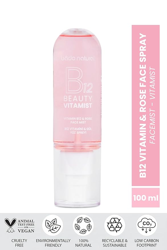 Bade Natural Vitamin Mist with B12 & Rose Water – Refreshing Face Spray for Radiant, Hydrating and Revitalizing Facial Mist for Daily Use, 100 ml