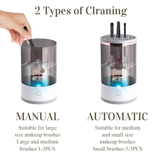 Electric Makeup Brush Cleaner, Abnaok Makeup Brush Cleaner Machine with Brush Clean Mat, Automatic Cosmetic Brush Cleaner Makeup Brush Tools for All Size Beauty Makeup Brushes Set, Gift for Women Wife