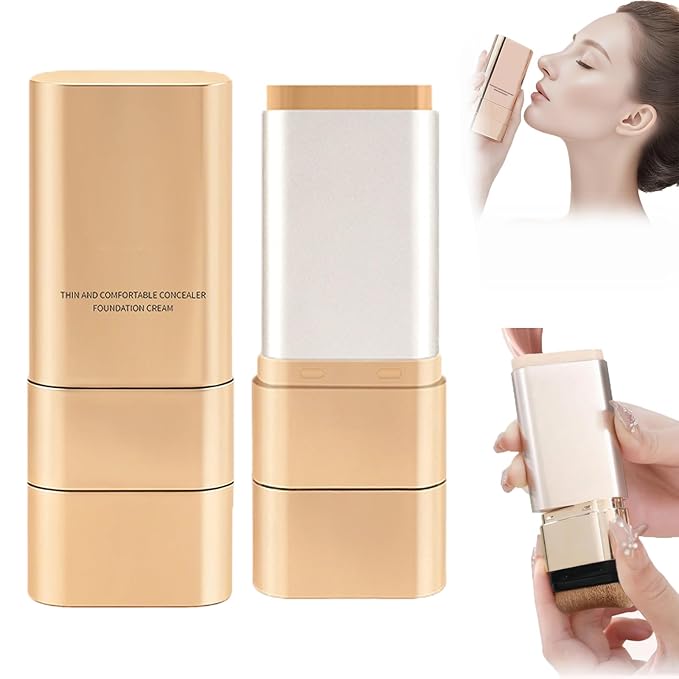 Luminous Dual-Ended Concealer Foundation Stick, Foundation Stick Korean 3 in 1, Multi-use Double Head Foundations Make up Sticks, Sweat-Proof for All Skin Types (#05 Deep Wheat)