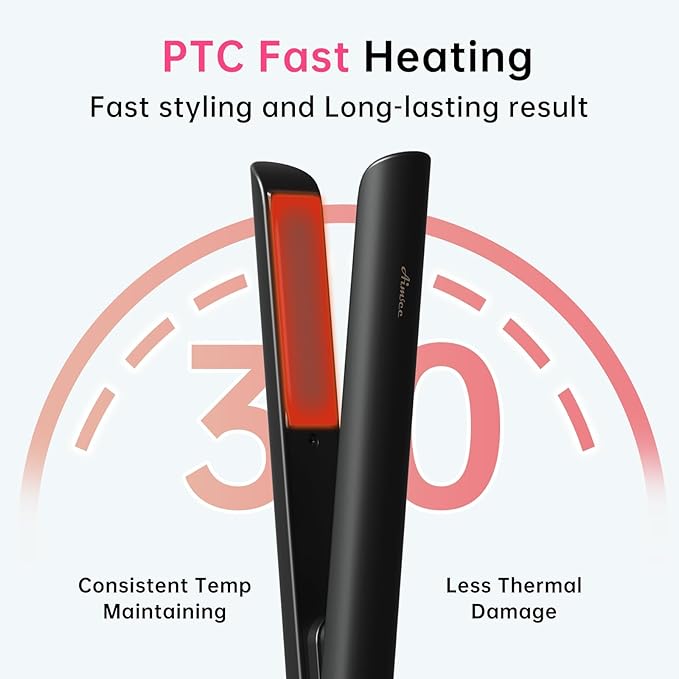 Mini Flat Iron 1 Inch Ceramic Mini Hair Straightener, Small Flat Irons for Short Hair, Curls Bangs, Dual Voltage for Travel,Dual Voltage for Worldwide Use(Black)