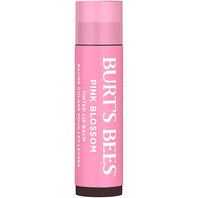 Burt's Bees Lip Tint Balm with Long Lasting 2 in 1 Duo Tinted Balm Formula, Color Infused with Deeply Hydrating Shea Butter for a Natural Looking Buildable Finish, Pink Blossom (2-Pack)