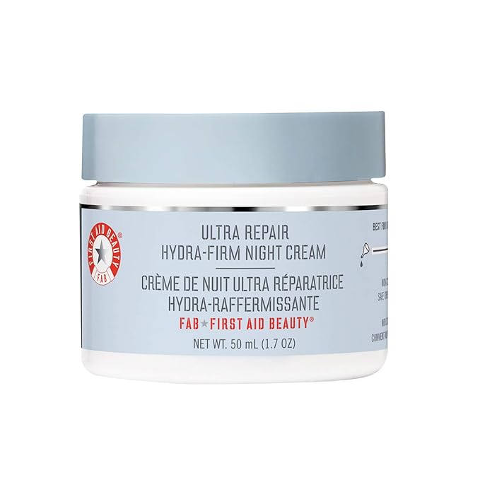 First Aid Beauty - Ultra Repair Hydra-Firm Night Cream, Hydrating Night Repair Skin Cream, Visibly Combat Signs of Aging, Deeply Rich & Buttery Texture, Alcohol Free, Sensitive Skin Safe, 1.7 oz