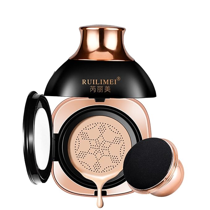 GL-Turelifes Mushroom Head Air Cushion Foundation,BB Cream Oil Control Cushion Set,CC Cream Moisturizing Concealer Air-permeable Natural Flawless Makeup (Mushroom Air Cushion(natural color))
