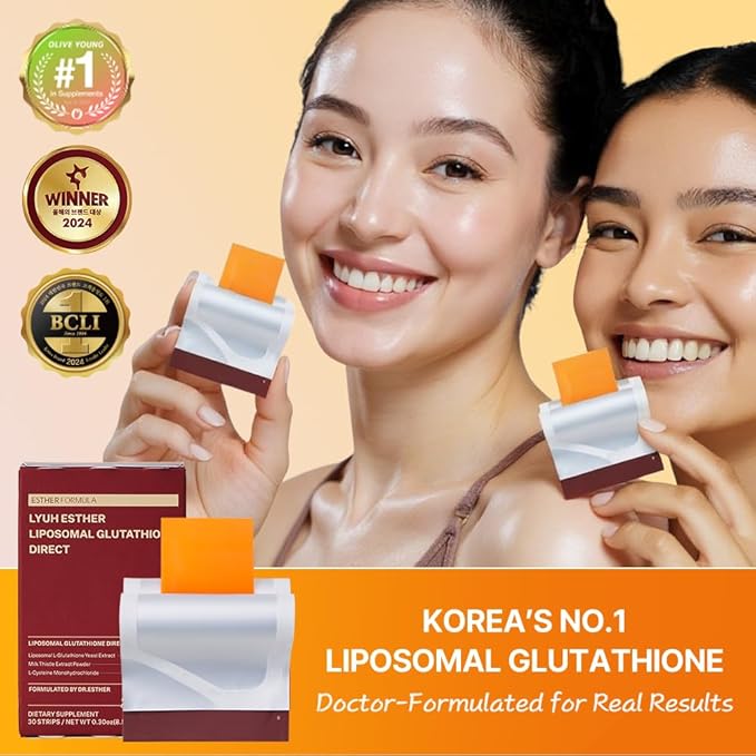 ESTHER FORMULA Liposomal Glutathione Strips (30 ct) - Glutathione Direct, Antioxidant Support, Skin Brightening | Fast-Absorbing Oral Beauty Film | Korean Supplements | Made in USA