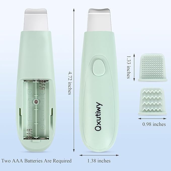 Skin Scrubber & Face Spatula - Blackhead Remover Tools, 2-in-1 Pore Cleaner Tool for Deep Cleansing, with Two Silicone Brush Head for Women and Men, Waterproof