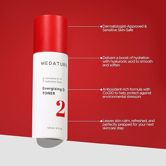 Medature Energizing Q Toner – Hydrating Facial Toner with CoQ10 and Hyaluronic Acid | Antioxidant-Rich, Soothing, Barrier-Friendly, Sensitive-Skin Safe