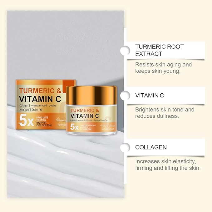 Vitamin C Firming Cream – Anti-Aging Moisturizer for Face & Body, Lightweight Hydrating Brightening Cream for All Skin Types, Daily Use, Non-Greasy