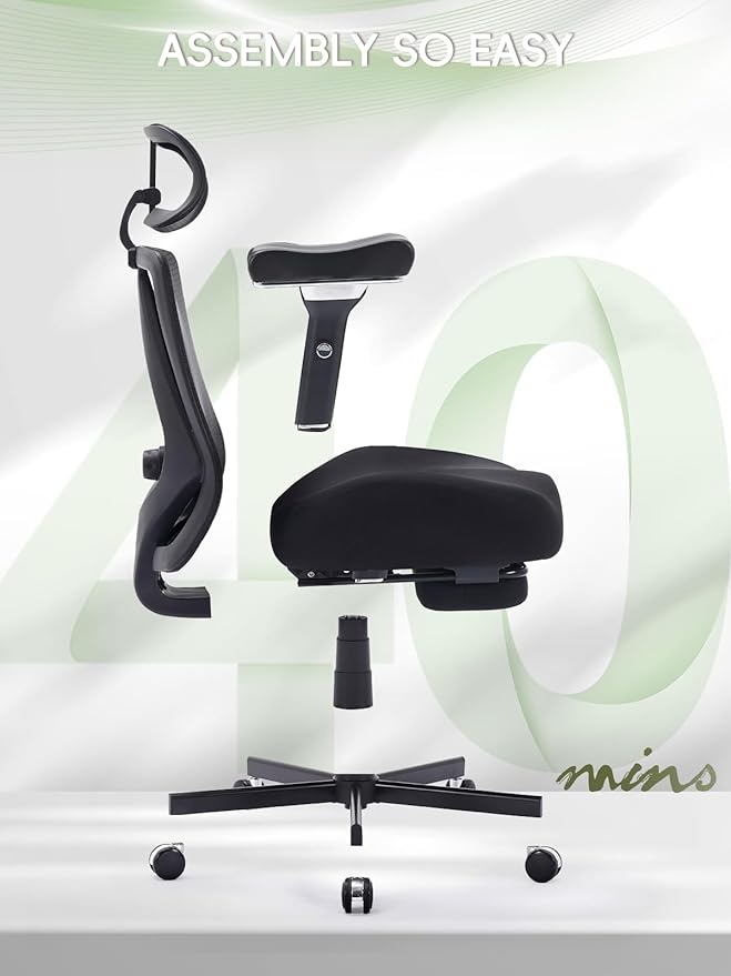 Big and Tall Office Chair 550lbs, Ergonomic Desk Chair with W Thick Cushion&4D Armrest, Executive Mesh Desk Chair with Adjustable Lumbar,2D Headrest,Footrest, Swivel Task Chairs for Home Office Gaming