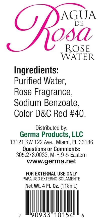 Germa Rose Water Facial Cleanser & Toner – Refreshing Botanical Skin Clarifier – Hydrating Daily Face Wash for Glowing Skin – Agua de Rosas – 4 fl oz