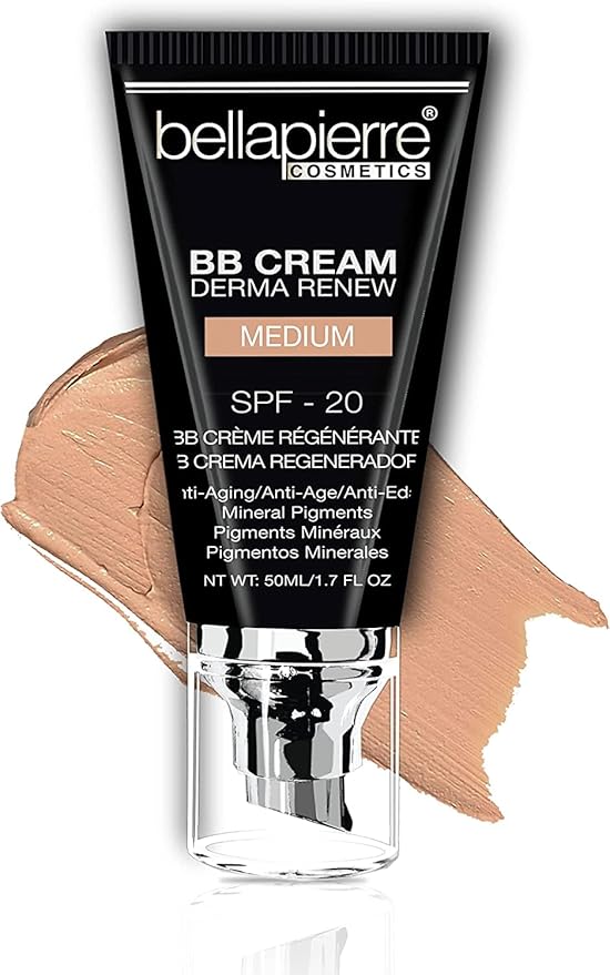 Bellapierre BB Cream SPF 20 – Mineral Sunscreen & Liquid Foundation, Lightweight Face Moisturizer with Buildable Coverage, Matte Finish, Non-Toxic, Paraben-Free, Cruelty-Free – 1.7 oz - Medium