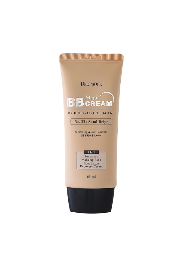 Deoproce Magic BB Cream SPF50+ PA+++ | 4-in-1 Foundation, Makeup Base, Sunscreen & Recovery Cream | Glossy finish Lightweight, #23 SPF50+ PA+++ | 60ml (#23. Sand Beige, 60 ML)