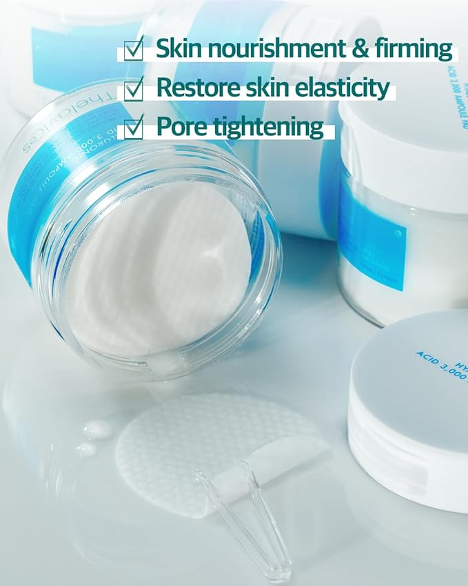 Hyaluronic Acid 3,000 Ampoule Pad | intense moisturizing hydrating toner pad mask for dry skin, skin firming elasticity & pore tightening | Korean Skincare for sensitive skin (70 pads)