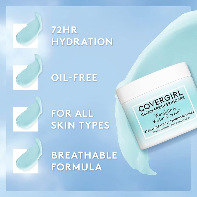 COVERGIRL Clean Fresh Skincare Weightless Water Cream, 2.0 Oz