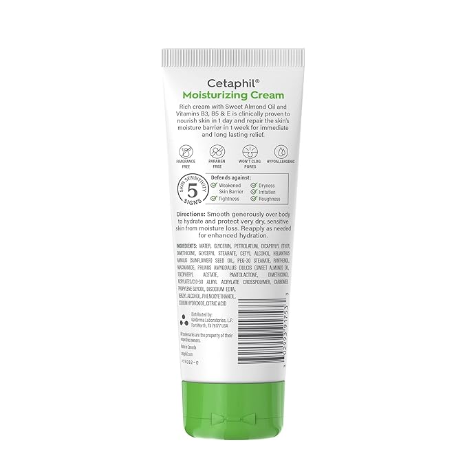 Cetaphil Moisturizing Cream, Fragrance-Free, 3 Ounces each (Value Pack of 5)