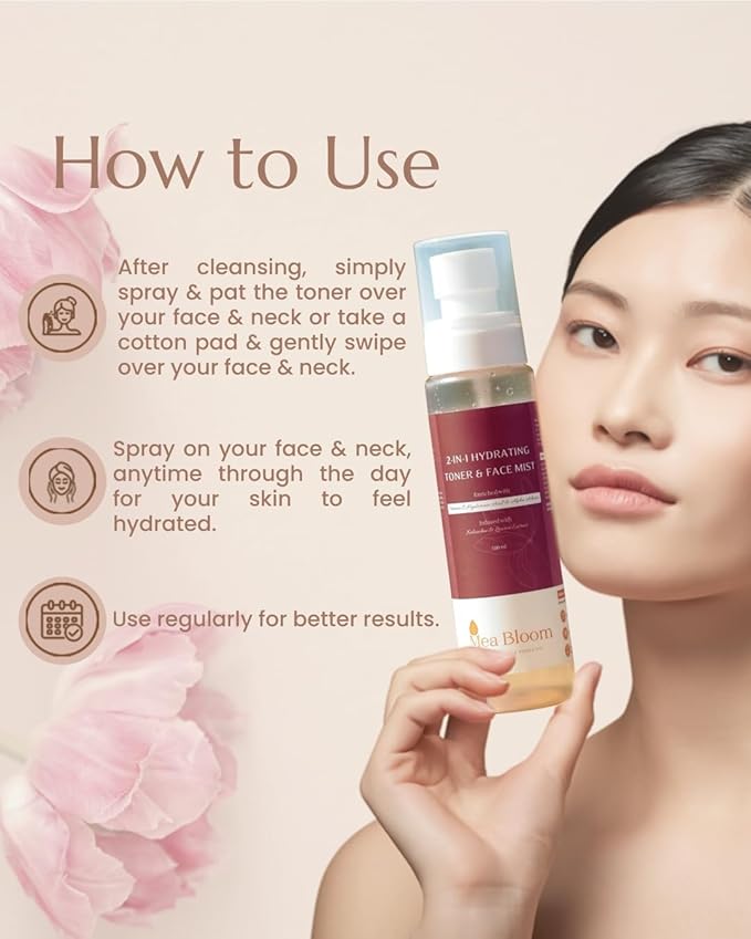 BEMT 2-in-1 Hydrating Toner & Face Mist | Alcohol-Free | Helps Improve The Appearance of Pores & Skin Tone | Refreshing, Soothing Formula with Vitamin C, Hyaluronic & Botanical Extracts 100 ml