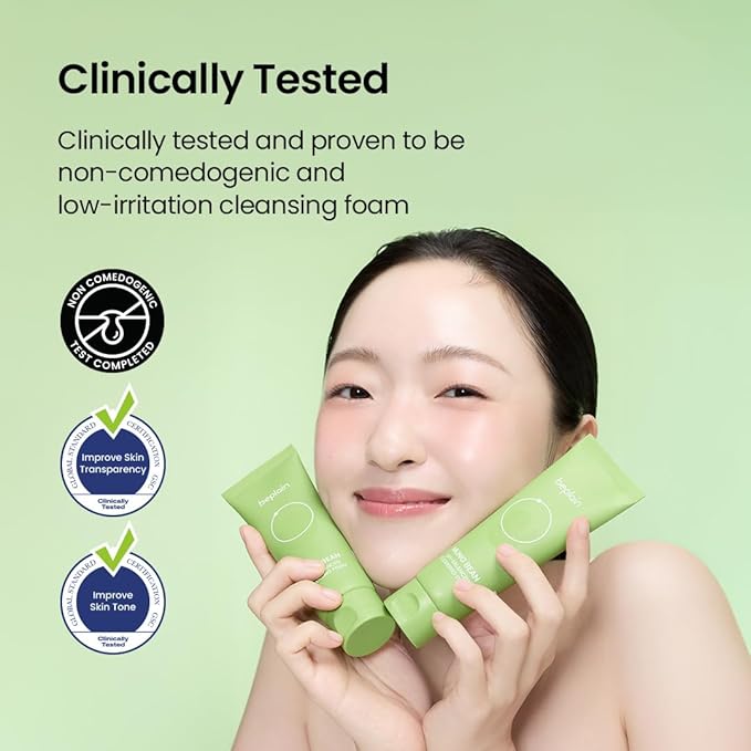 beplain Mung Bean pH-Balanced Cleansing Foam (5.4fl.oz/160ml) | Fragrance-Free | Non-Comedogenic Tested | Deep Pore Facial Cleanser | Suitable for Sensitive Skin | Face Mask Cleanser | Korean Skincare