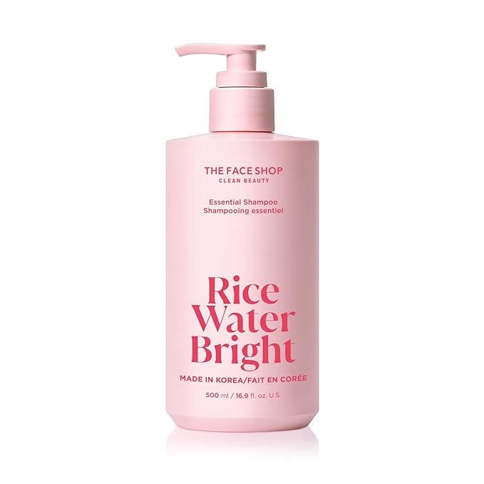 The Face Shop Rice Water Bright Essential Shampoo, Rice Protein Hair Care for Strengthening Dry & Damaged Hair, Korean Shampoo, Hair Growth, Anti-Frizz, Anti-Hair Loss, Breakage Control, Sulfate Free