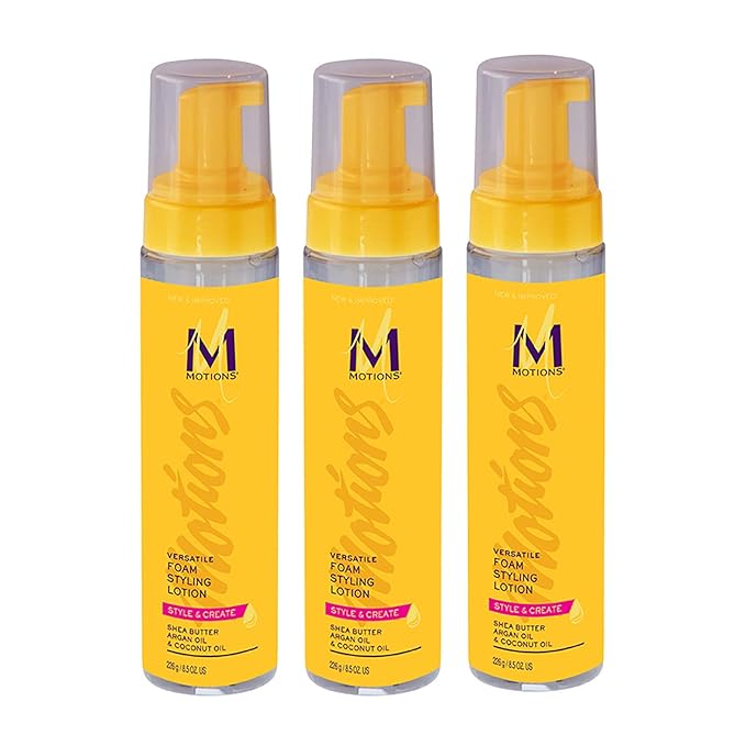 Motions Style and Create Versatile Foam Styling Lotion (3 Pack) - For Use on All Hair Types, Lightweight Formula, Contains Shea Butter, Argan Oil, Coconut Oil, 8.5 oz