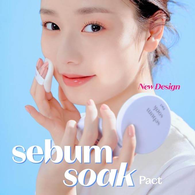 Etude Sebum Soak Pact | Facial Oil Control and Soft Skin with This Mineral Powder that Absorbs Sebum for a Matte Face | Korean Makeup, KBeauty, Perfect for Gift