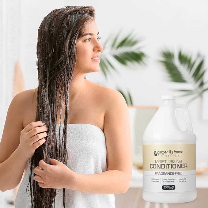 Ginger Lily Farms Club & Fitness Moisturizing Conditioner for Dry Hair, 100% Vegan & Cruelty-Free, Fragrance Free, 1 Gallon (Pack of 4)