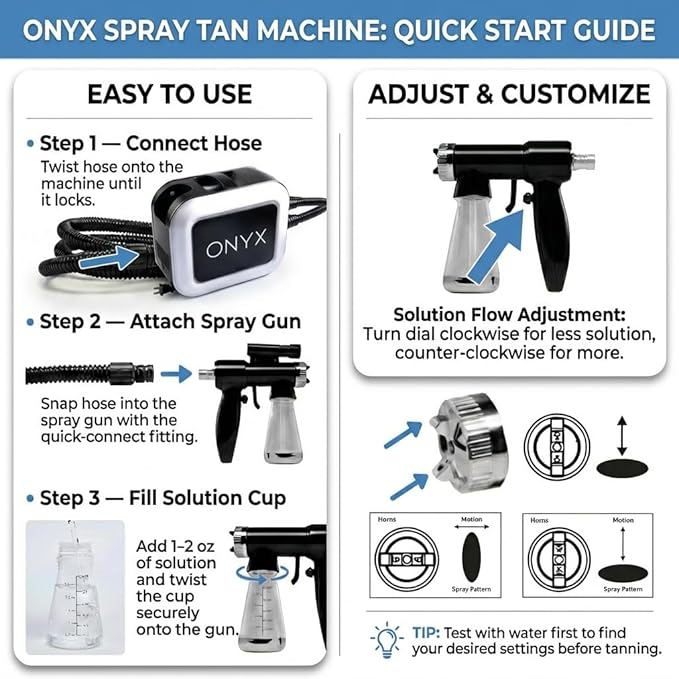 Onyx Spray Tan Machine with Professional Tanning Gun with Light Kit also includes comprehensive Spray Tan Tranning Course.