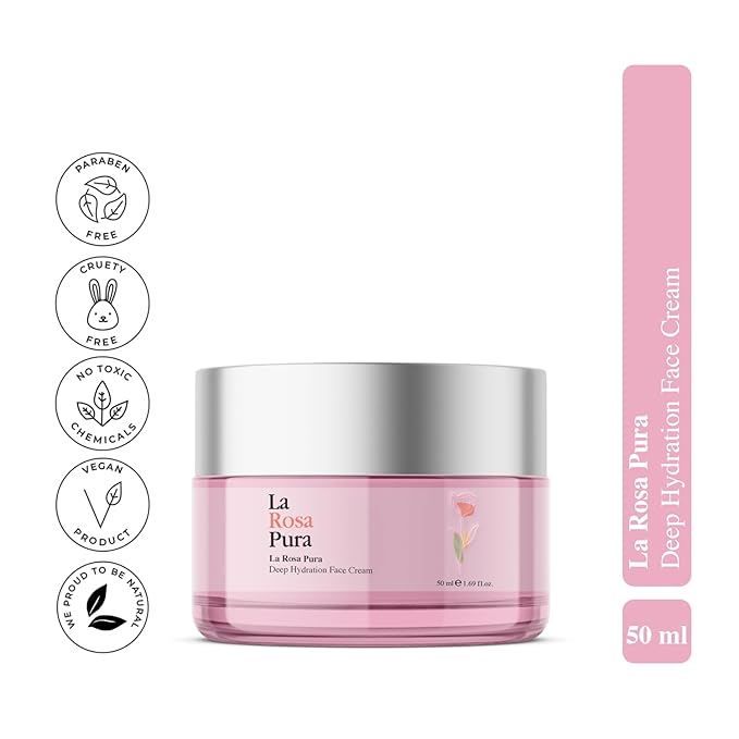 Deep Hydration Face Cream with 100% Pure Rose Oil | Anti-Aging Moisturizer for Dry Skin | Reduces Fine Lines & Wrinkles | Hydrates & Nourishes for Radiant Skin | All Skin Types