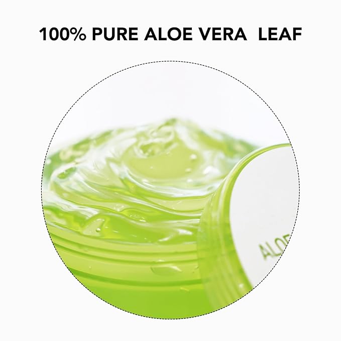 Aloe Vera Gel for Face, Skin, Hair & Sunburn Relief, Aloe Vera for Burns, Made with 100% Pure Aloe Gel for All Skin Types Made in Korea. 300ml (10.1fl.oz) (1)