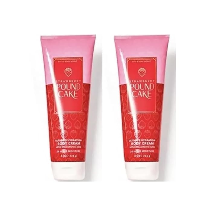 Bath & Body Works Ultimate Hydration Body Cream For Women 8 Fl Oz 2- Pack (8 Ounce (Pack of 2), Strawberry Poundcaake)