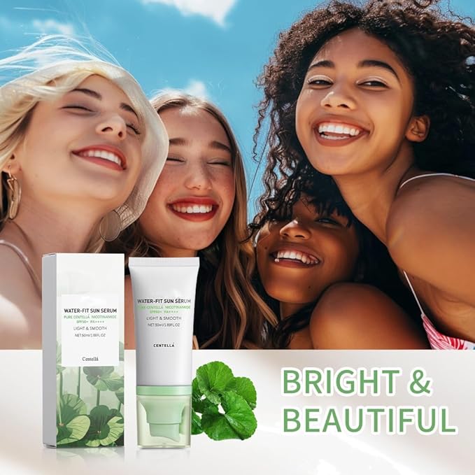 Centella Sunscreen, Hyalu Cica Water Fit Sun Serum, Light Hydrating Face Sunscreen for All Skin Type and UV Defense.(Green)
