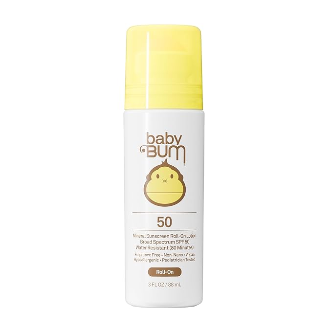 Sun Bum Baby Bum Mineral SPF 50 Roll-On Sunscreen - Vegan and Hawaii 104 Act Compliant (Without Octinoxate & Oxybenzone) - Broad Spectrum Moisturizing UVA/UVB - Travel Size - 3 oz | Mineral, Vegan, Broad Spectrum, Moisturizing, UVA/UVB