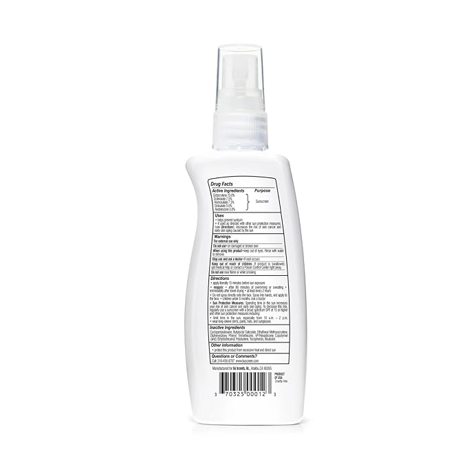 BU SPF 50 Sunscreen Spray for Face and Body, Fragrance Free, Clear, Non Greasy, Water Resistant, for Sensitive Skin, 3.3 oz