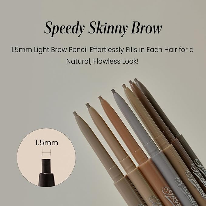PERIPERA Speedy Skinny Brow (11 MOCHA TAUPE),1.5mm Precise Eyebrow Pencil, Dual-Sided Fine Tip Shades, Define Fills Brow Make up, K Beauty, Korean Make-up