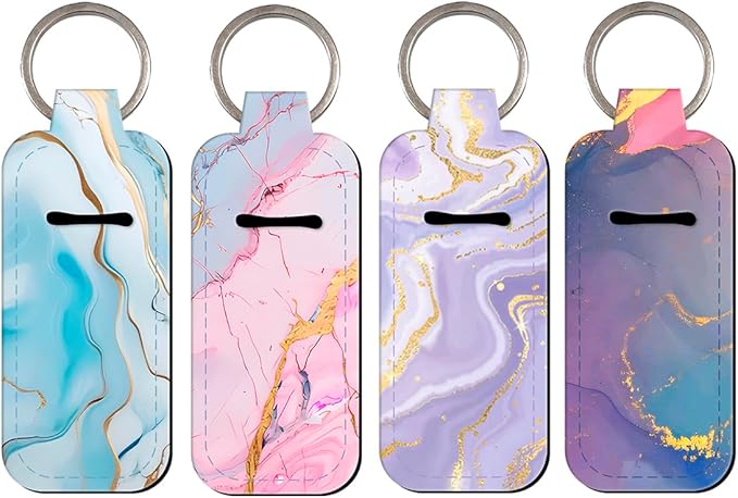 DMLSKY Lip Balm Holder Keychain, Sleeve Pouch for Mini Lipstick, Cute Portable Key Chain Accessories for Lip Gloss