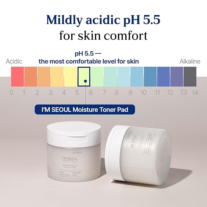 I’M SEOUL Toner Pads Hydrating Moisture Pads with Ectoin, Beta-Glucan, LHA, Hyal-Microsome for All Skin Types Korean Skincare 60 Count 8.11 fl oz