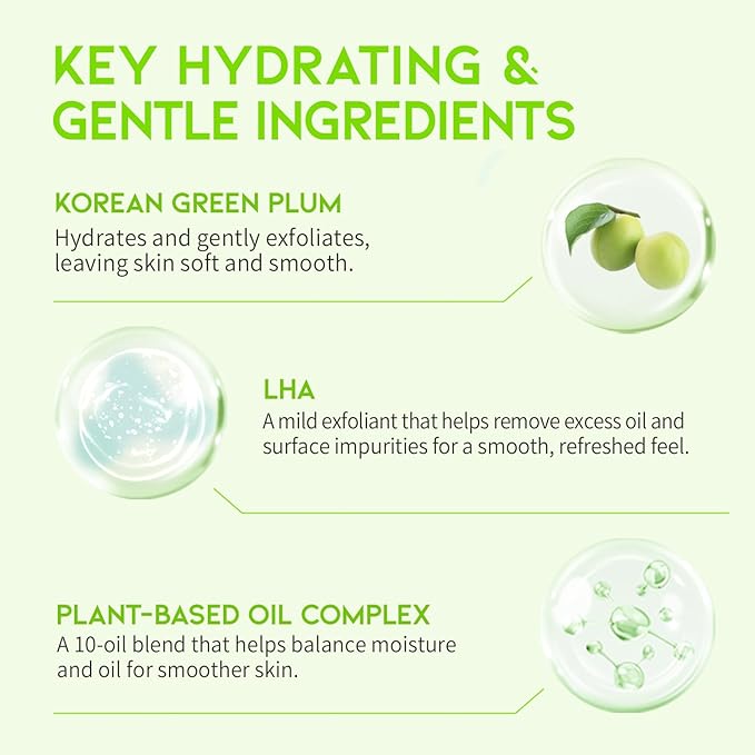 #OOTD Hydrating Makeup Remover Korean Cleanser for Face, LHA Natural Oil Complex Refreshing Gentle Cleanser for Sensitive Skin. Green Plum Low PH Cleansing Oil 200ml 6.76 Fl. Oz.