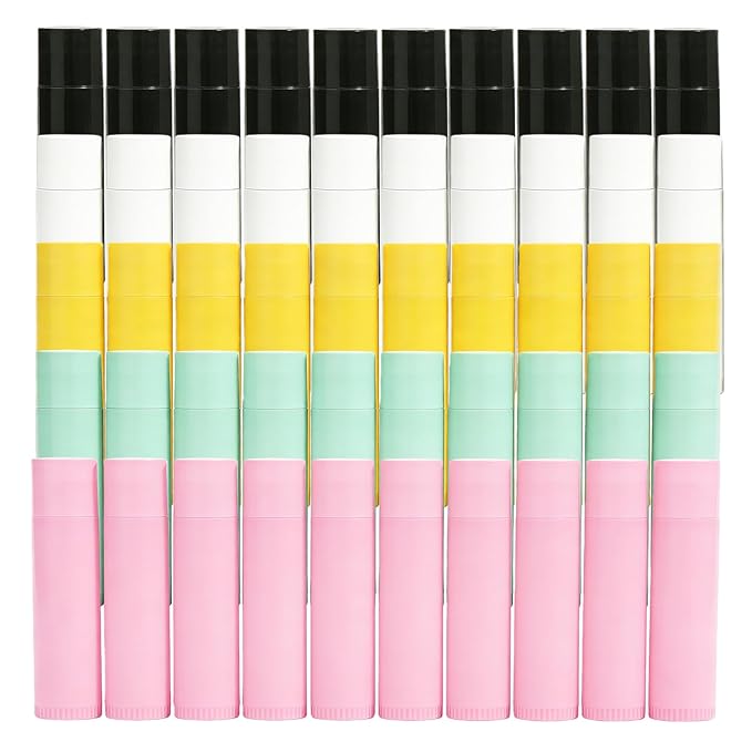 Value Pack of 100 Packs 5ml Empty Lip Balm Tubes, Leak-Proof Twist-Up Refillable Lipstick Containers for DIY Lip Balm，Lipstick, Lip Care Solid Perfume, Cosmetic Filling (5 Colors)
