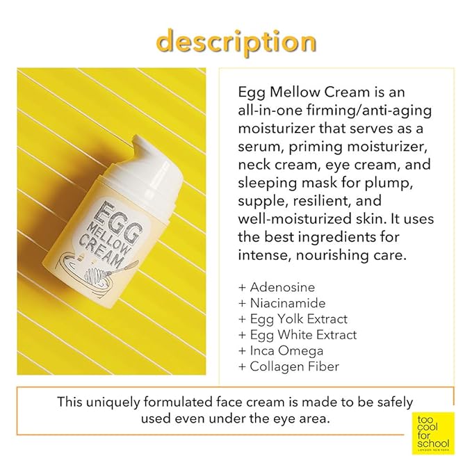 Too Cool for School All-in-One Egg Mellow Cream, 5-in-1 Firming Moisturizer, 1.76 oz
