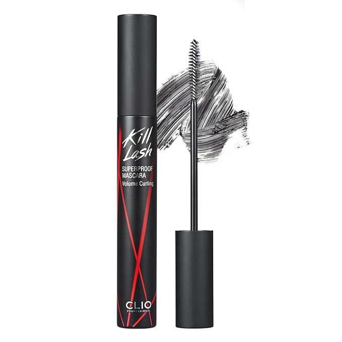 CLIO Kill Lash Superproof Mascara, Waterproof Volumizing Mascara with Curved Brush, Buildable Fullness, Smudge-Resistant Long Wear, Lifted Curl and Clean Definition (002 Volume Curling)
