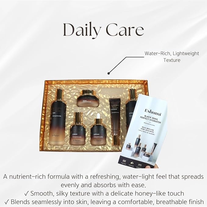 Black Snail 6-Piece Complete Set - Premium Korean Skincare Collection with Toner, Lotion, Essence, Ampoule, Cream, Full Routine Luxury System