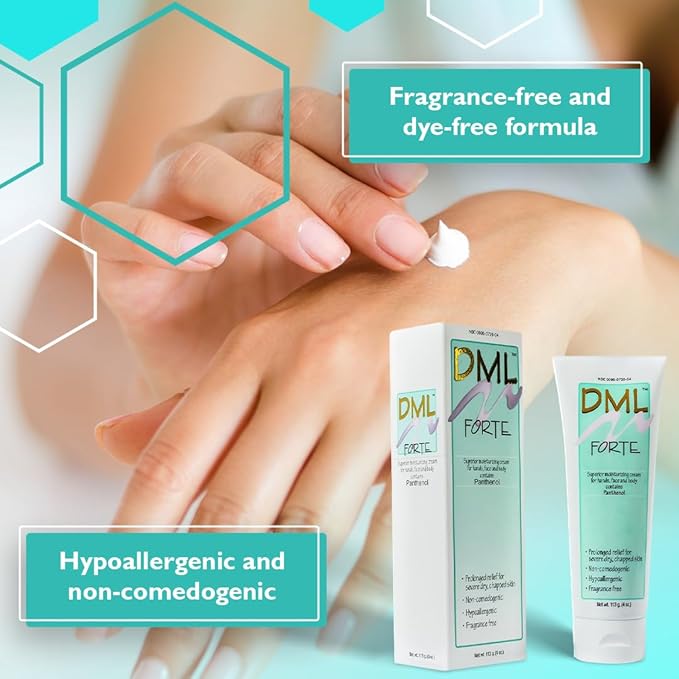 DML Forte Skin Care- Super-Hydrating Hand, Face, and Body Moisturizer/ Hypoallergenic Face Moisturizer for Dry and Cracked Skin/ Gentle Moisturizing Cream Safe for Faces and Sensitive Skin / 4 oz