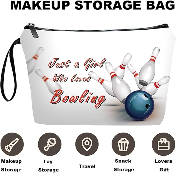 Personalized Bowling ball Makeup Bag set with Mirror for girls,Cosmetic bag set for Bowling Party Favors with10 pieces pink brush kit,Bowling lovers Gifts for Women Mom femal Friends