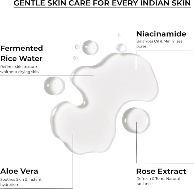 5% Niacinamide Face Toner with Fermented Rice Water | pH 5.5 Balancing Toner | Hydrates, Refines Pores & Brightens for Glass Skin | Dermatologist Tested | 100 ml (3.38 fl oz)