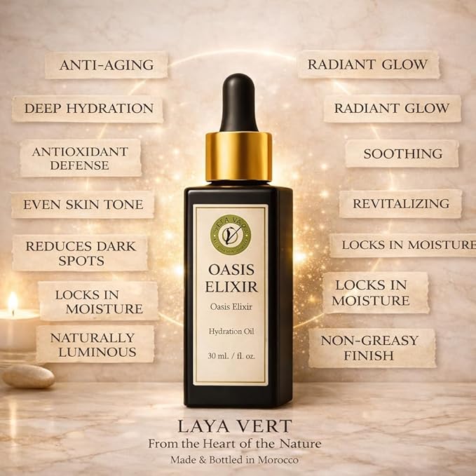 Organic Moroccan Anti-Aging, Hydration Duo Face Serum 1 fl oz + Organic Rose Water 3.4 fl oz Argan, Prickly Pear, Jojoba, Vitamin E, Wrinkle Care, Firming Glow for Dry Skin