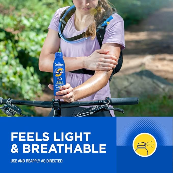 Coppertone SPORT Sunscreen Spray SPF 30, Water Resistant Sunscreen, Broad Spectrum Spray Sunscreen SPF 30, 5.5 Oz Spray (Pack of 2)
