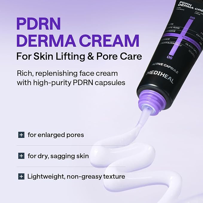 Mediheal PDRN Glass Skin Lifting Bundle – Stretchable Toner Pads (100ct) + PDRN Lifting Serum + Derma Cream | Pore Care, Firming & Deep Hydration