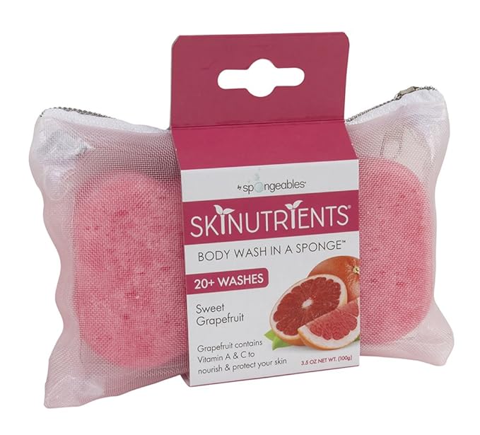 Spongeables Body Wash in a 20+ Wash Sponge, Sweet Grapefruit, 3 Count