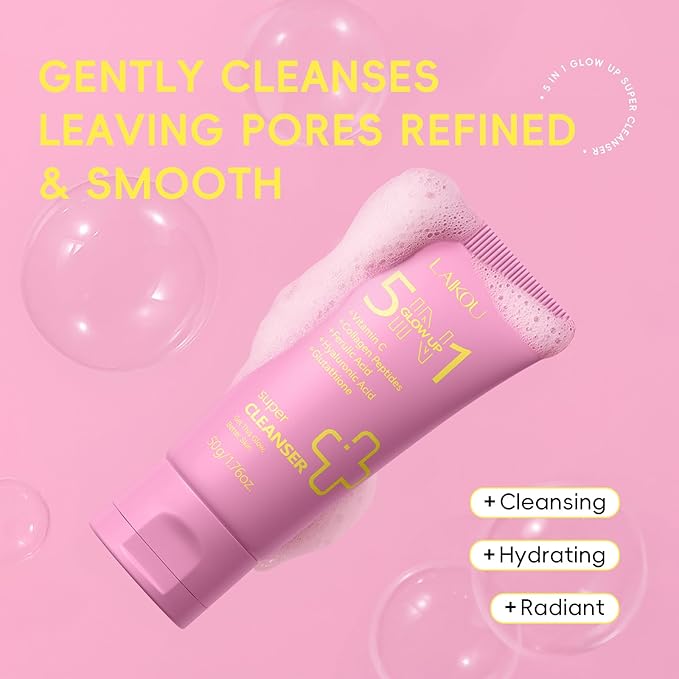LAIKOU 5 in 1 Skin Care Set, Glow up Gift Set for Women, Skincare Gift Set with Hydrolyzed Collagen Eye Cream, Toner, Cream, Serum, Cleanser and Headband for Women Teen Girls Mother's Day Christmas